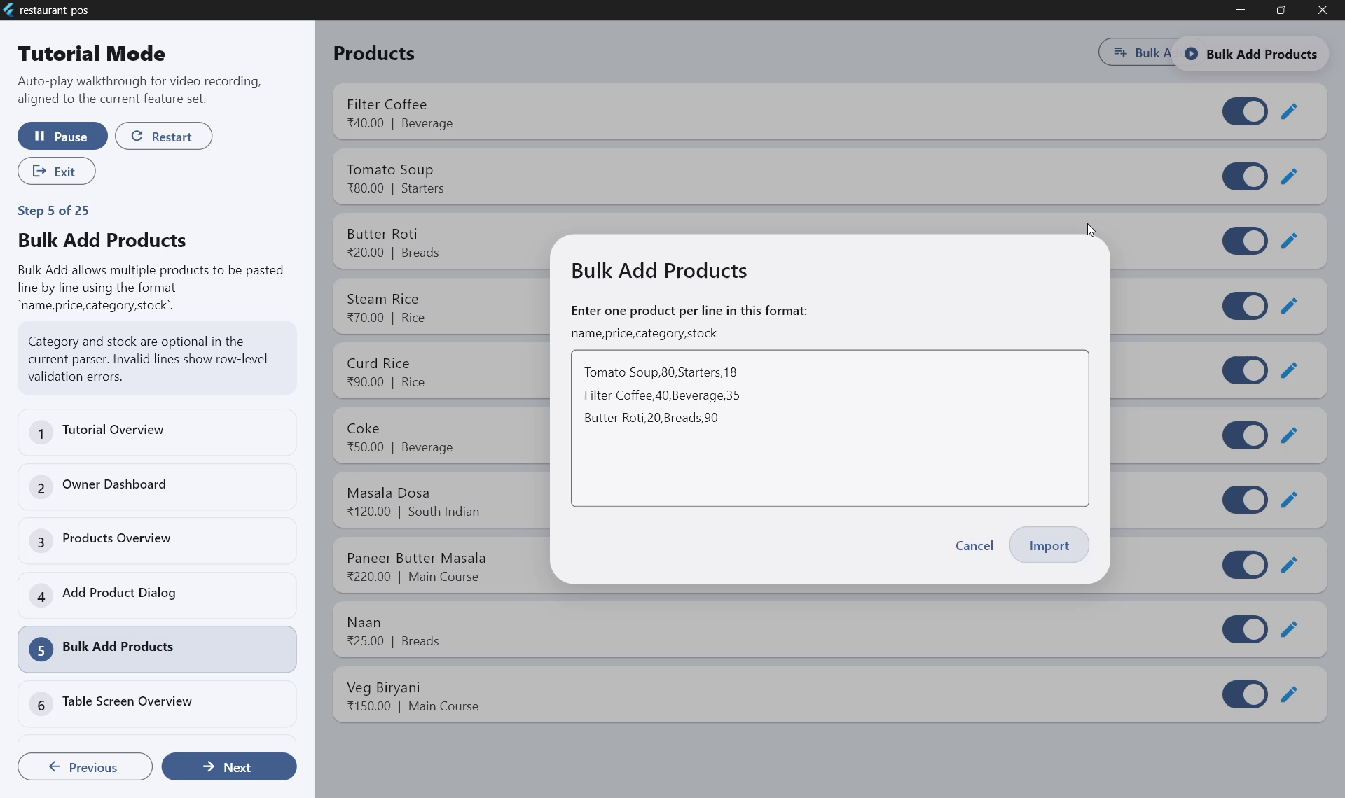 Bulk Import Dialog