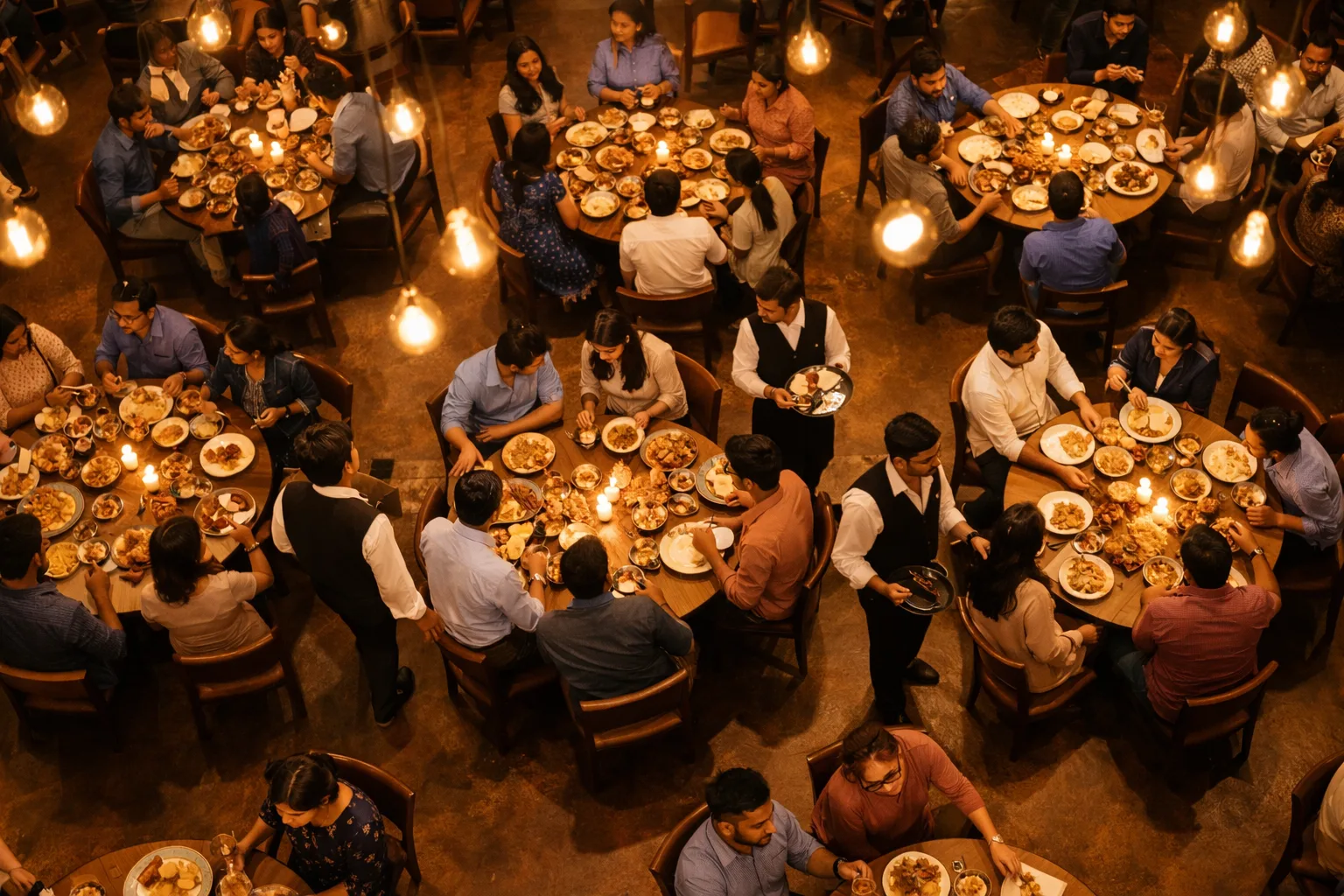 Busy restaurant using billing software
